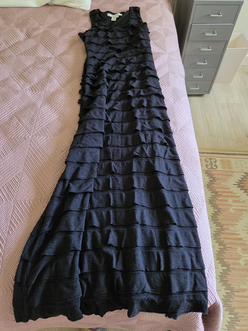 Max Studio Black Ruffle Tiered Maxi Dress